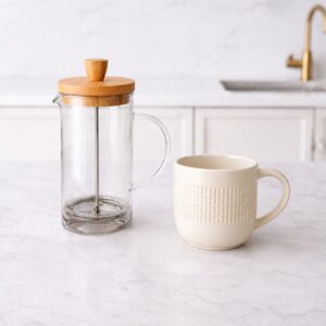 Cafetera Francesa 700 ml + Taza Blanca Minimalista | Ideal para regalo